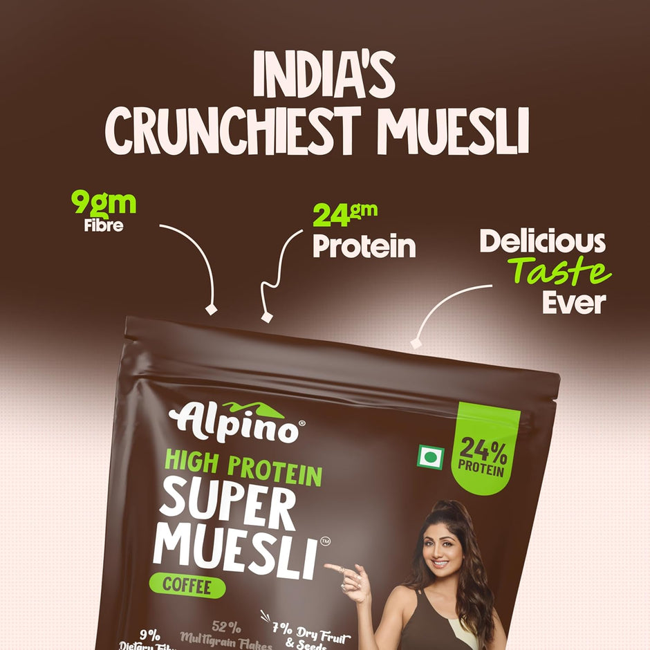 Alpino Protein Rich Super Muesli (Whole Grain Breakfast Cereal) - 400 gm