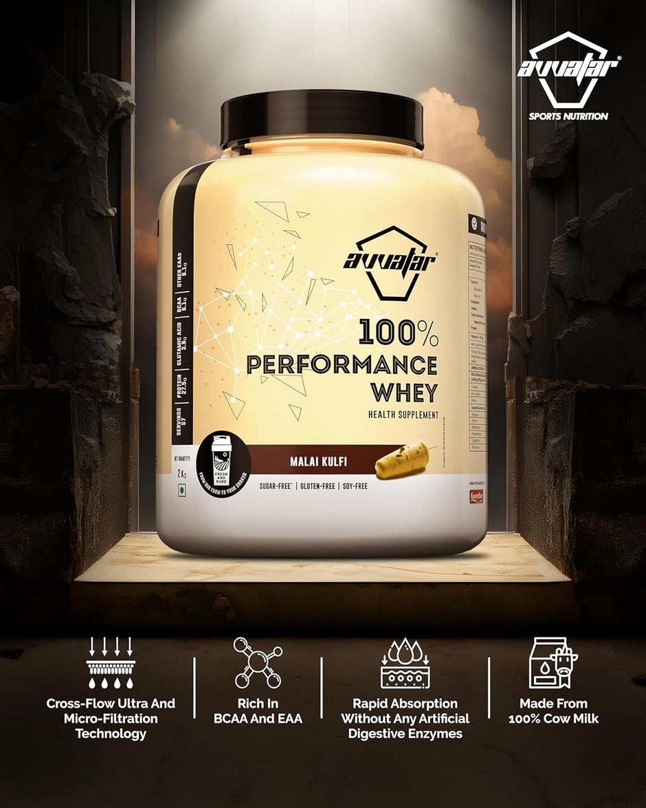 Avvatar PERFORMANCE WHEY PROTEIN | 2Kg | 25g Protein | 57 Servings