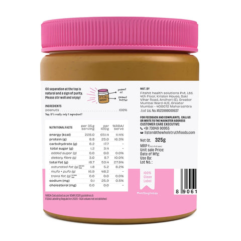 The Whole Truth Peanut Butter (Unsweetened) - 325g