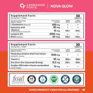 Carbamide Forte L-Glutathione 500mg with Vitamin C | Amla Extract | 30 Veg Tablets each