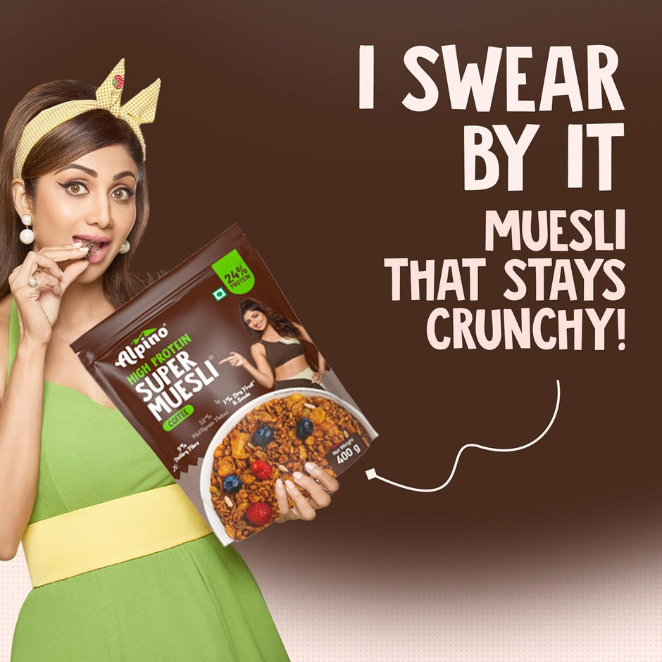 Alpino Protein Rich Super Muesli (Whole Grain Breakfast Cereal) - 400 gm