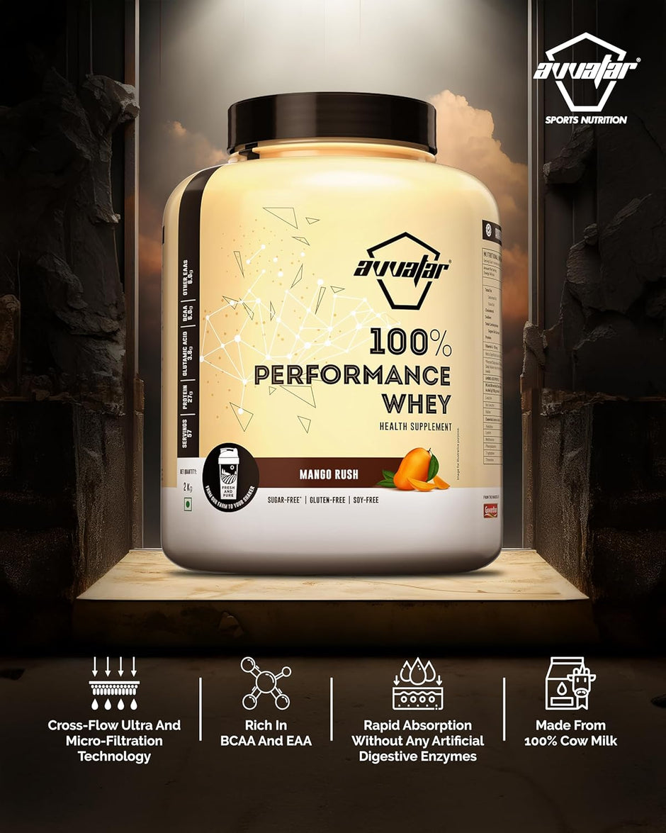 Avvatar PERFORMANCE WHEY PROTEIN | 2Kg | 25g Protein | 57 Servings