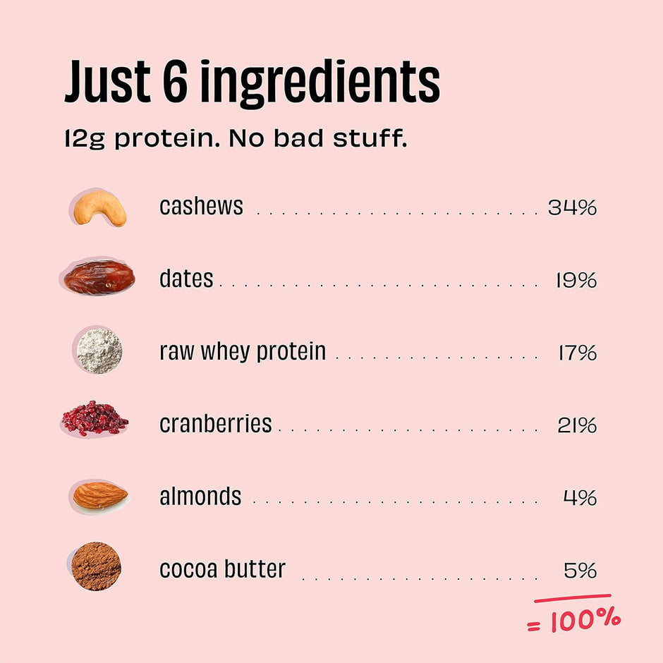 The Whole Truth - Protein Bars | Pack of 6 x 52g each | No Added Sugar | No Preservatives | No Artificial Sweeteners
