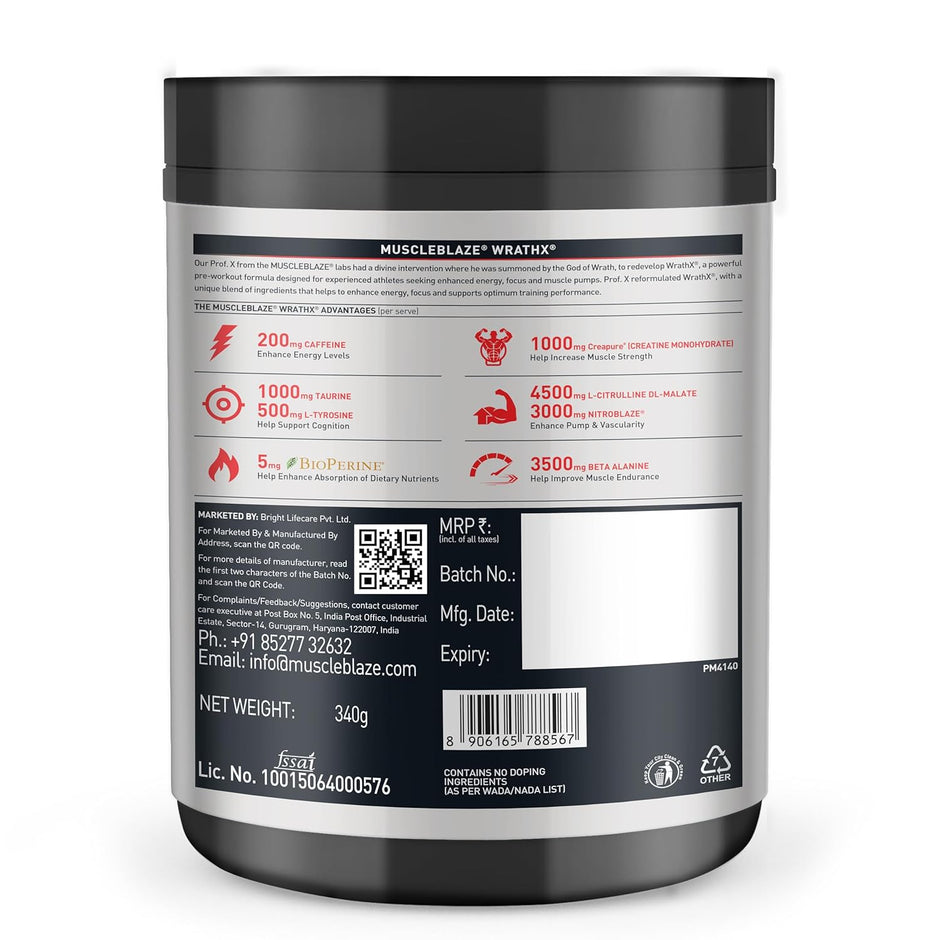 MuscleBlaze Pre Workout WrathX - 20 Servings