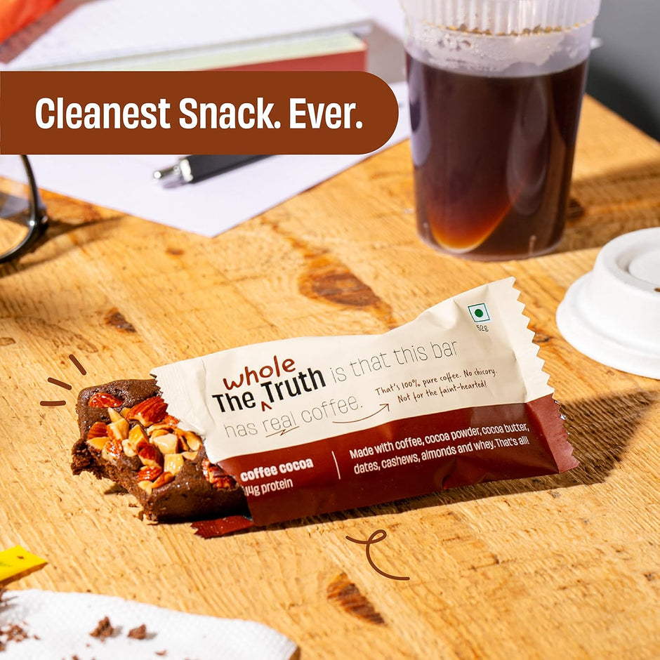 The Whole Truth - Protein Bars | Pack of 6 x 52g each | No Added Sugar | No Preservatives | No Artificial Sweeteners
