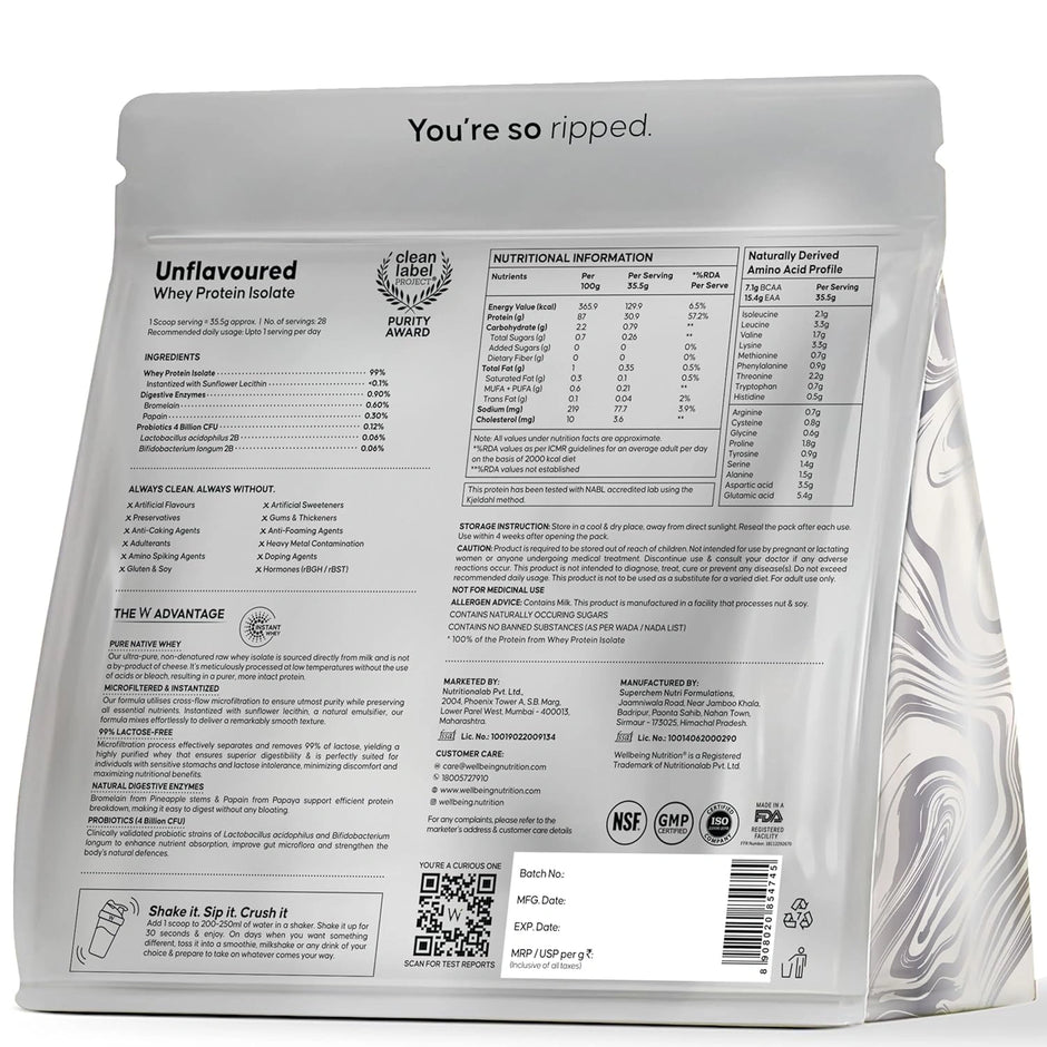 Wellbeing Nutrition Whey Isolate 1kg