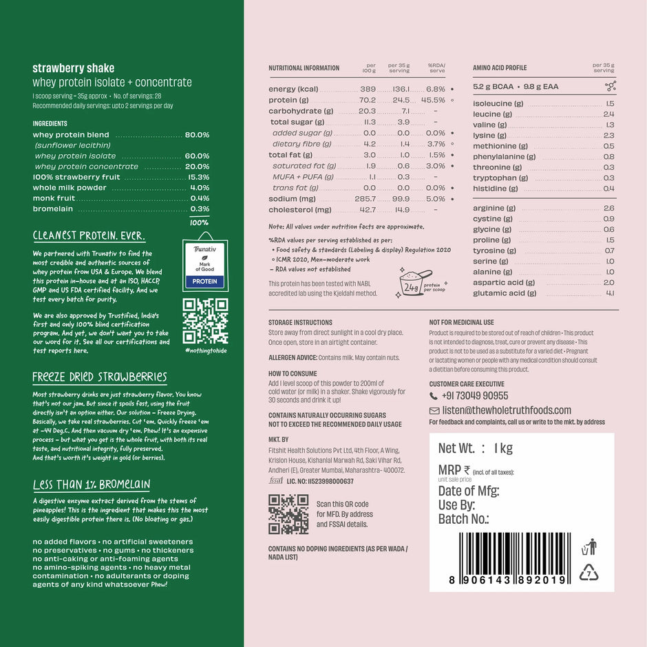 The Whole Truth 24g Whey Protein Concentrate - 1kg
