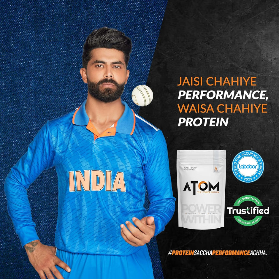 AS-IT-IS ATOM Whey Protein 1 Kg | 27g protein | Isolate & Concentrate | USA Labdoor Certified | With Digestive Enzymes for better absorption