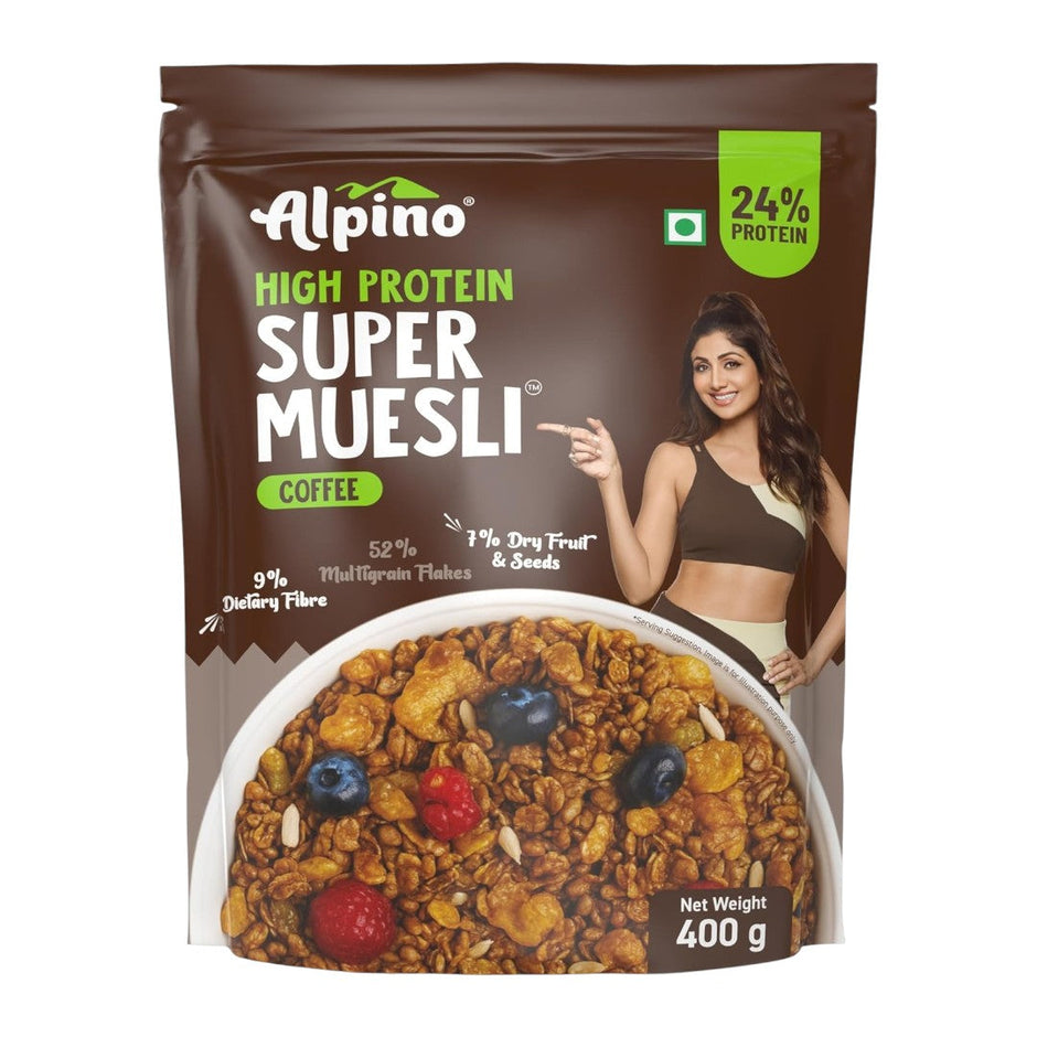 Alpino Protein Rich Super Muesli (Whole Grain Breakfast Cereal) - 400 gm