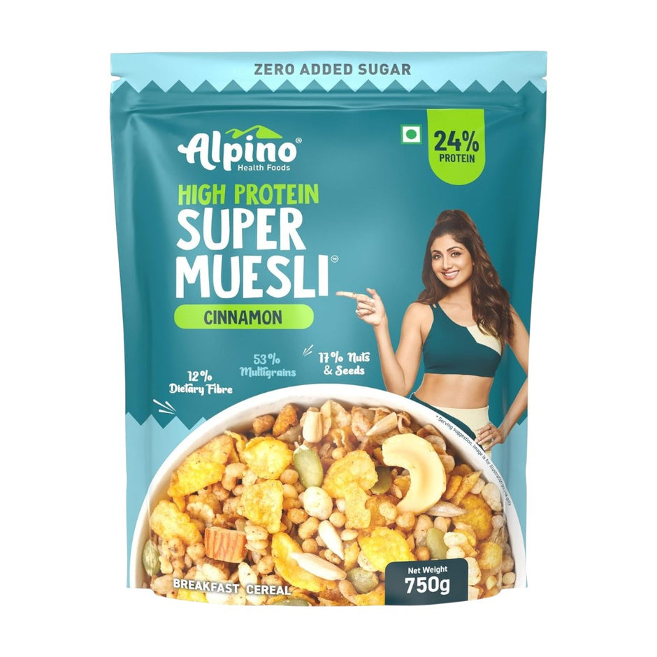 Alpino Protein Rich Super Muesli (Whole Grain Breakfast Cereal) - 750 gm