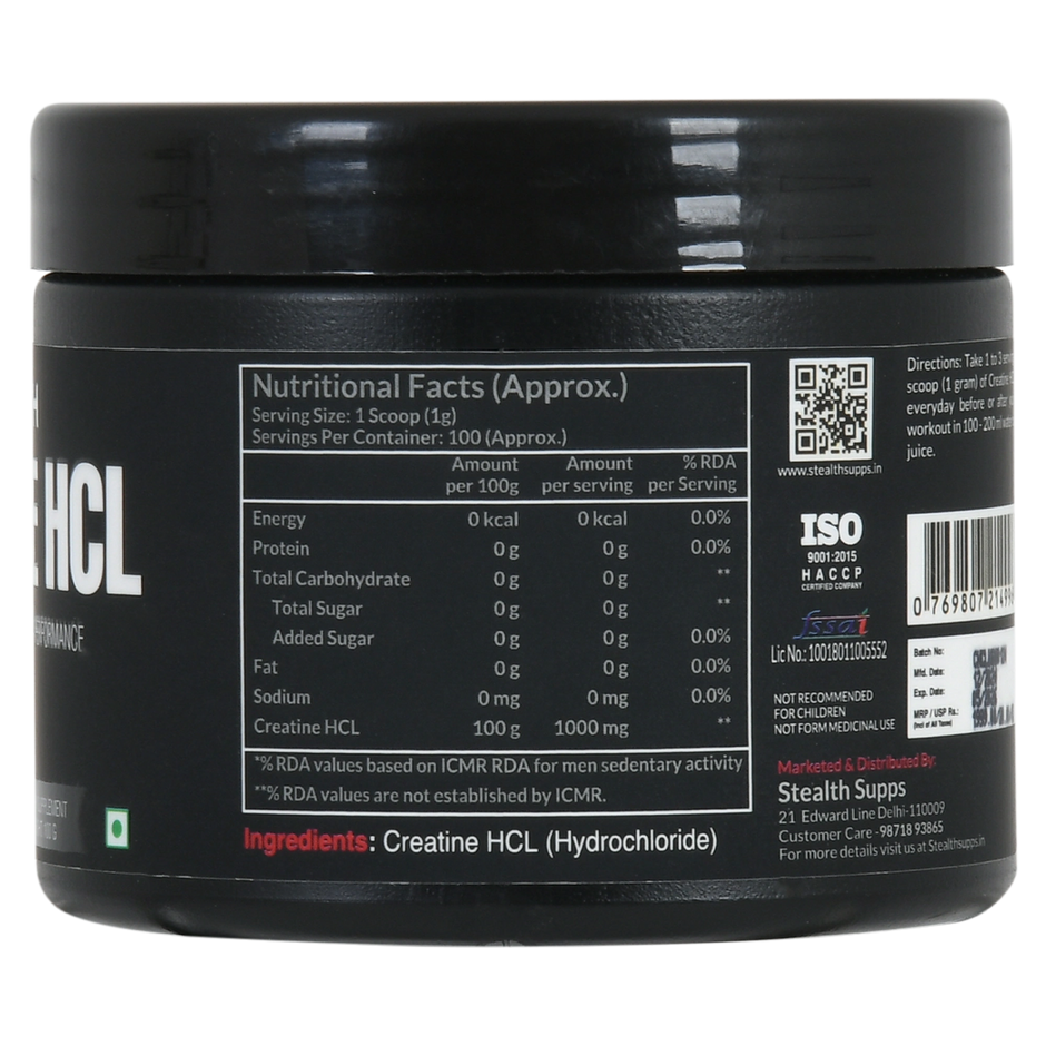 Stealth Supps Creatine Hydrochloride (HCL) | 100 ser