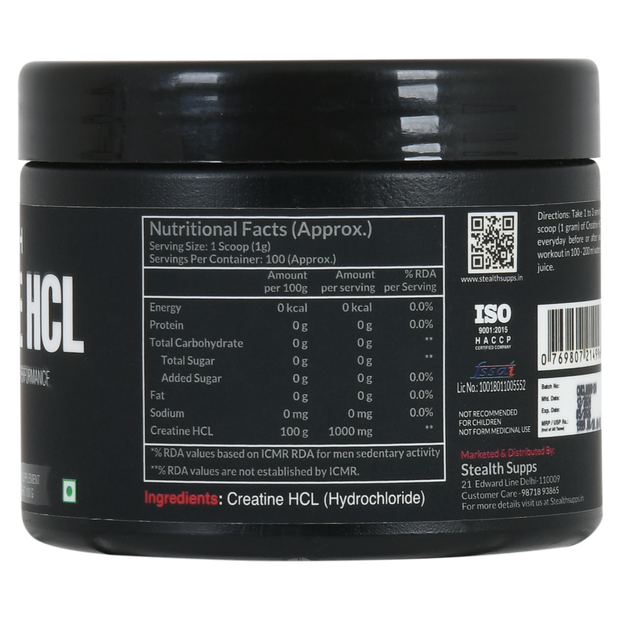 Stealth Supps Creatine Hydrochloride (HCL) | 100 ser