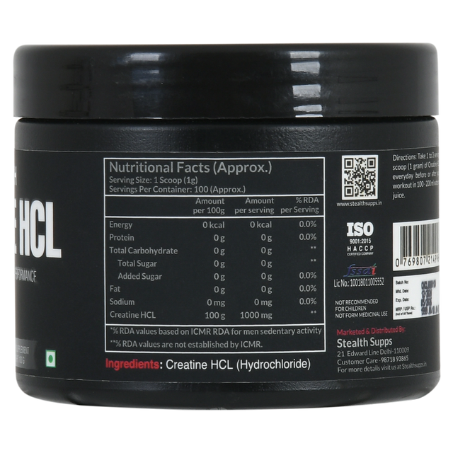Stealth Supps Creatine Hydrochloride (HCL) | 100 ser