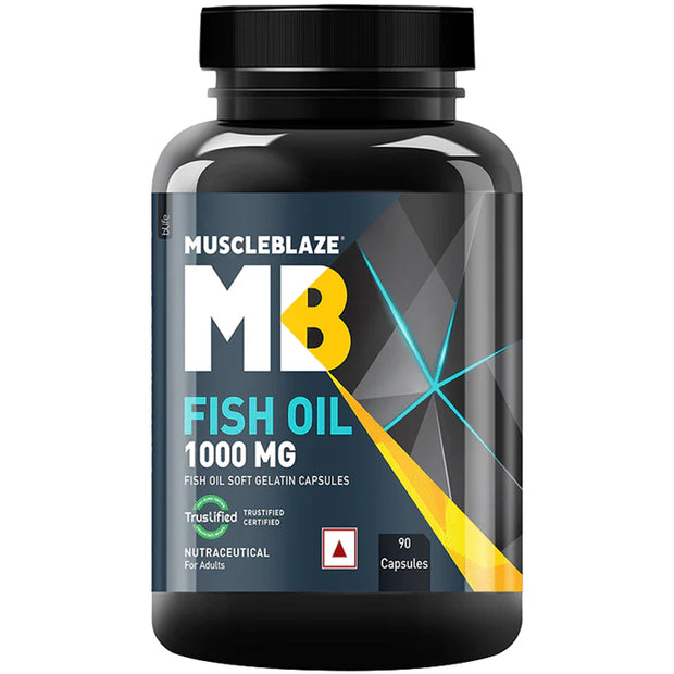 MuscleBlaze Omega 3 Fish Oil (1000 mg) with 180mg EPA and 120mg DHA, 90 capsules