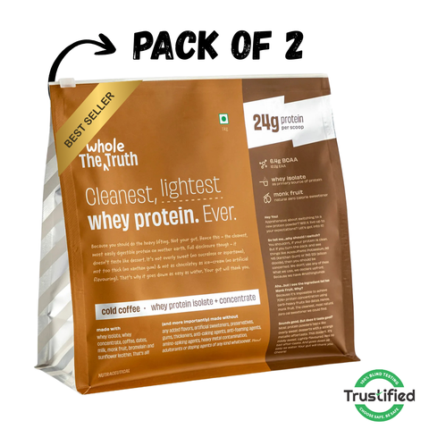 The Whole Truth Whey Protein Isolate+Concentrate | 24g Protein | Pack of 2