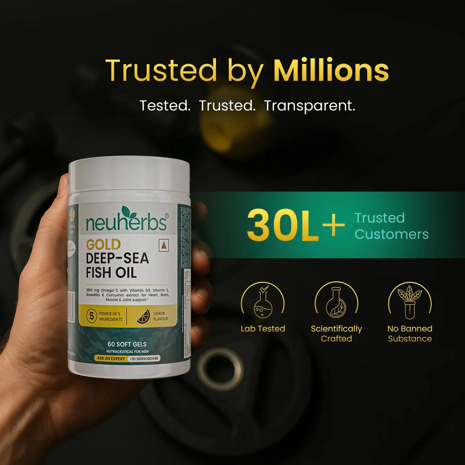 Neuherbs Gold 6X Omega 3 Fish Oil | 1080mg EPA & 720mg DHA | 60 Softgels