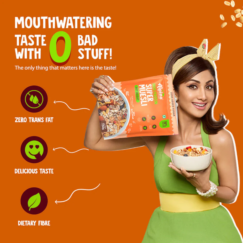 Alpino Protein Rich Super Muesli (Whole Grain Breakfast Cereal) - 400 gm