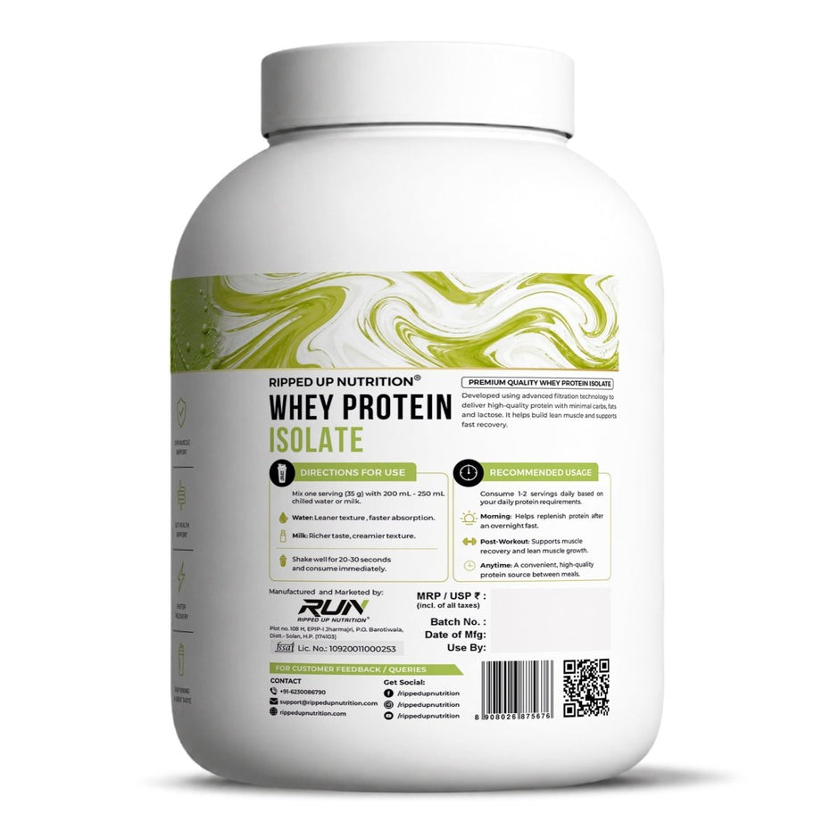 Ripped Up Nutrition Whey Protein Isolate 1.8kg | 27g Protein per Scoop