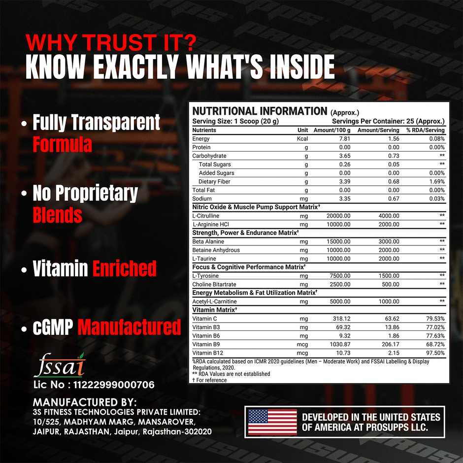 ProSupps HYDE Max Pump Powder| 25 Servings
