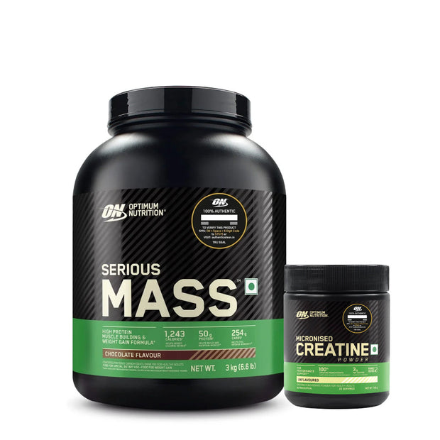 Optimum Nutrition Serious Mass (6.6lbs) + Creatine (100g) - Ultimate Bulking Combo