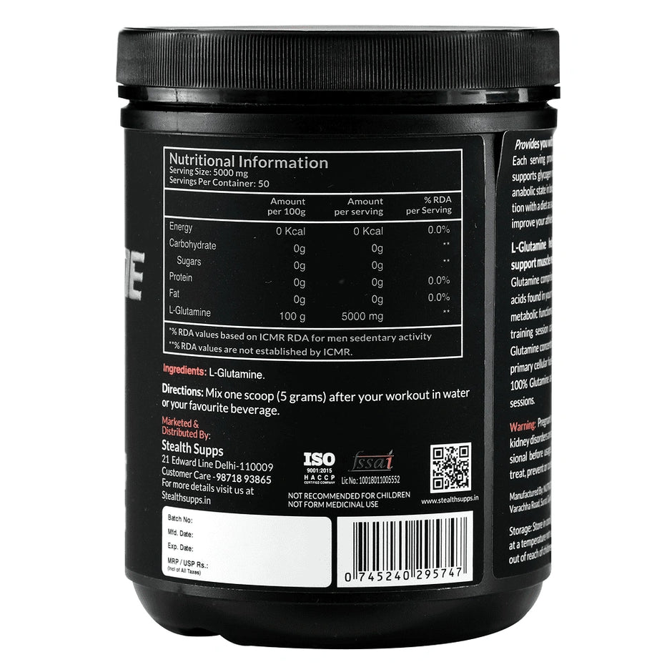 Stealth Supps L-Glutamine | 50 Servings