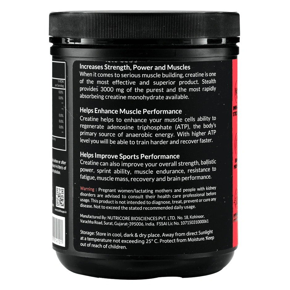 Stealth Supps Creatine Monohydrate | Unflavoured | 83 Servings