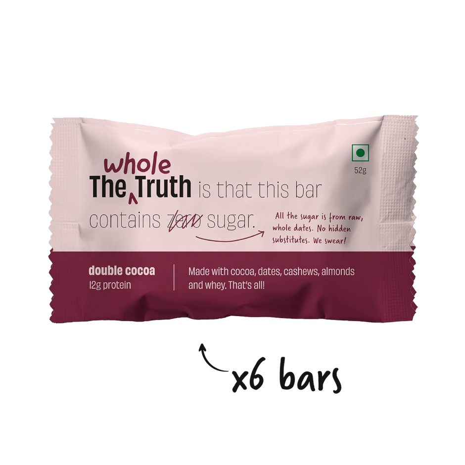 The Whole Truth - Protein Bars | Pack of 6 x 52g each | No Added Sugar | No Preservatives | No Artificial Sweeteners