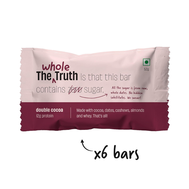 The Whole Truth - Protein Bars | Pack of 6 x 52g each | No Added Sugar | No Preservatives | No Artificial Sweeteners