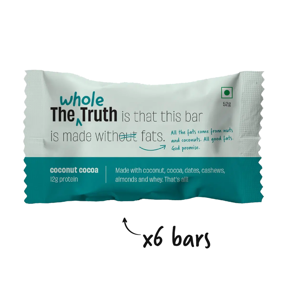 The Whole Truth - Protein Bars | Pack of 6 x 52g each | No Added Sugar | No Preservatives | No Artificial Sweeteners