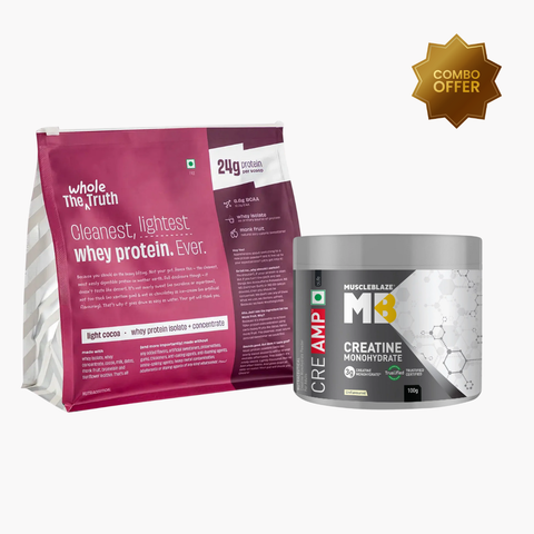 The Whole Truth 24g Whey Protein Concentrate - 1kg [24g] + MuscleBlaze Creatine Monohydrate CreAMP [100gm] - Combo Offer