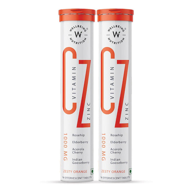 Wellbeing Nutrition Vitamin C + Zinc | 32 Tablets | Pack of 2