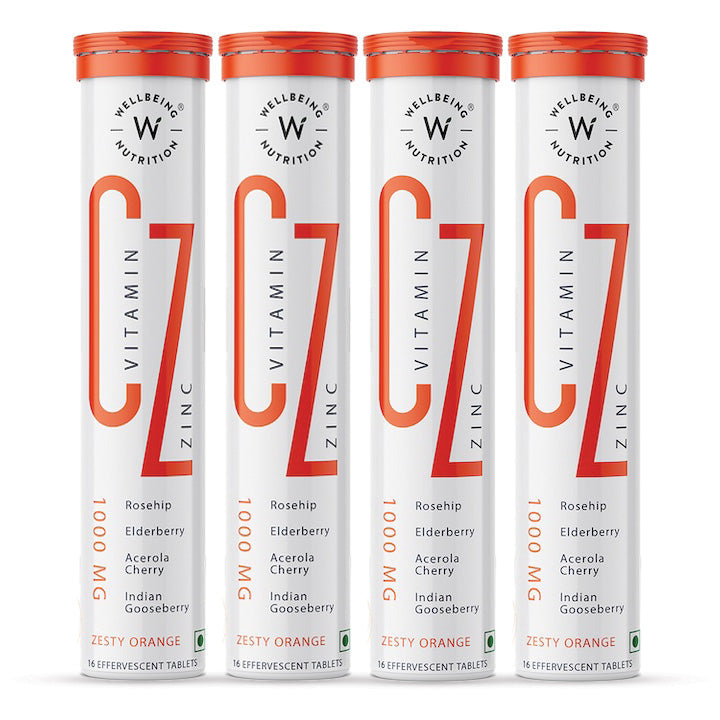 Wellbeing Nutrition Vitamin C + Zinc | 64 Tablets | Pack of 4