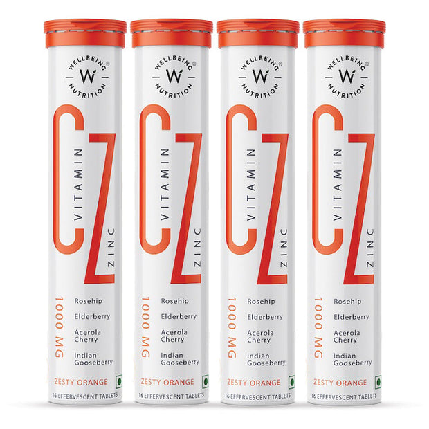 Wellbeing Nutrition Vitamin C + Zinc | 64 Tablets | Pack of 4