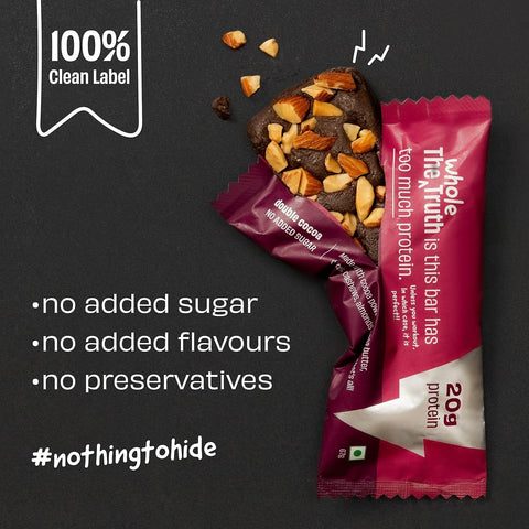 The Whole Truth - Protein Bars | Pack of 6 x 67g each | No Added Sugar | No Preservatives | No Artificial Sweeteners |