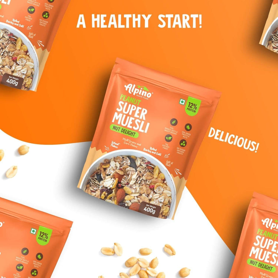 Alpino Protein Rich Super Muesli (Whole Grain Breakfast Cereal) - 750 gm