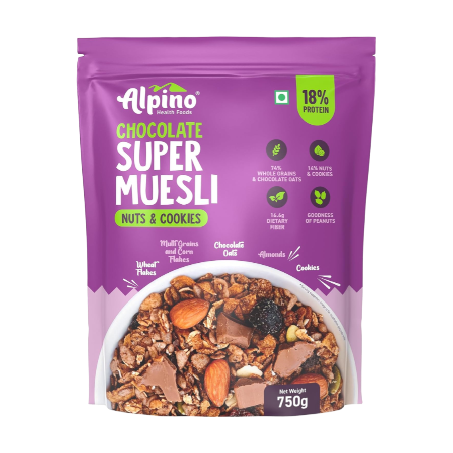 Alpino Protein Rich Super Muesli (Whole Grain Breakfast Cereal) - 750 gm