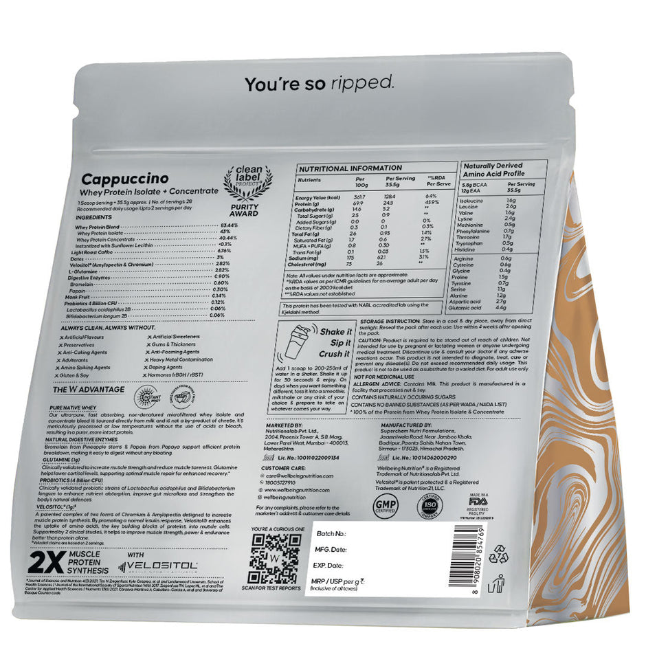 Wellbeing Nutrition Whey Protein Isolate + Concentrate 24g | 1kg