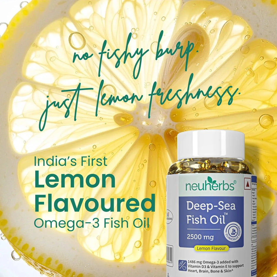 Neuherbs Omega 3 Fish Oil 2500mg | Lemon Flavour | 60 Softgels