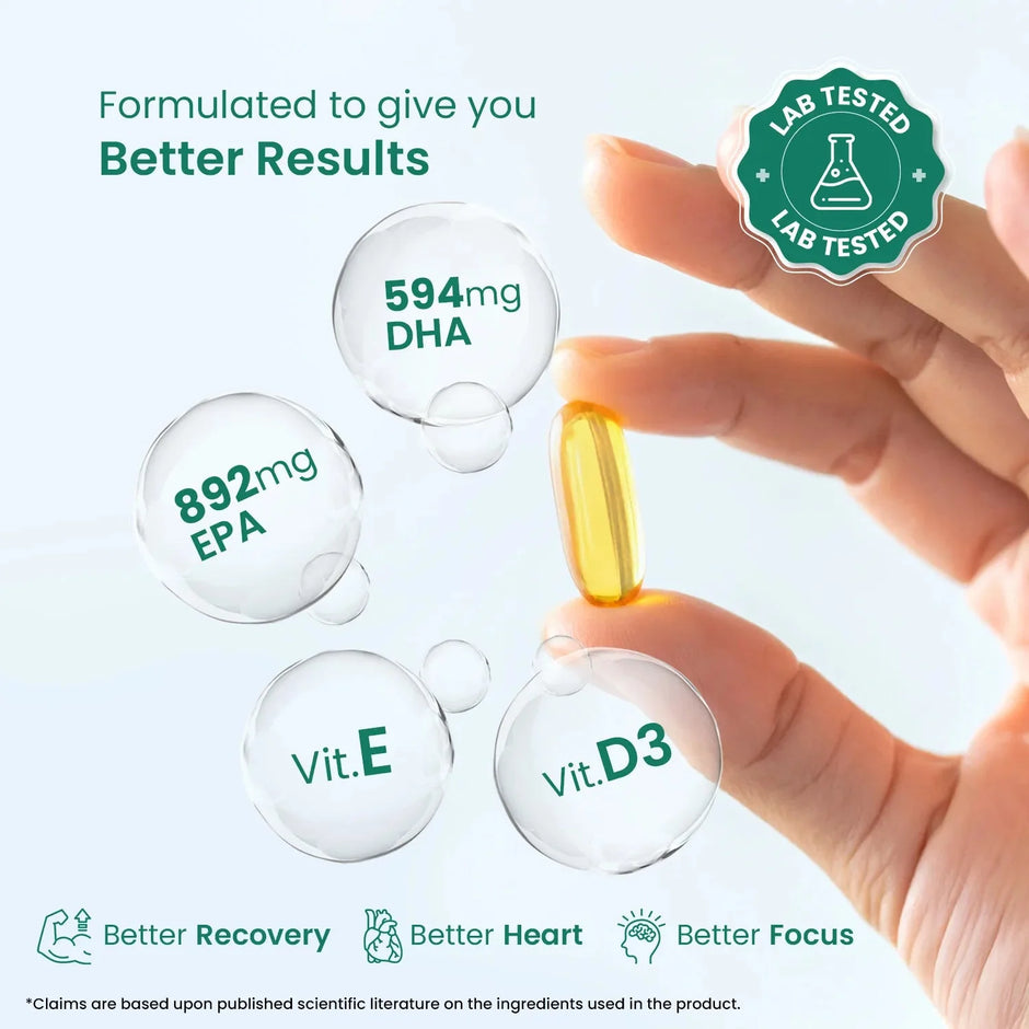 Neuherbs Omega 3 Fish Oil 2500mg | Lemon Flavour | 60 Softgels