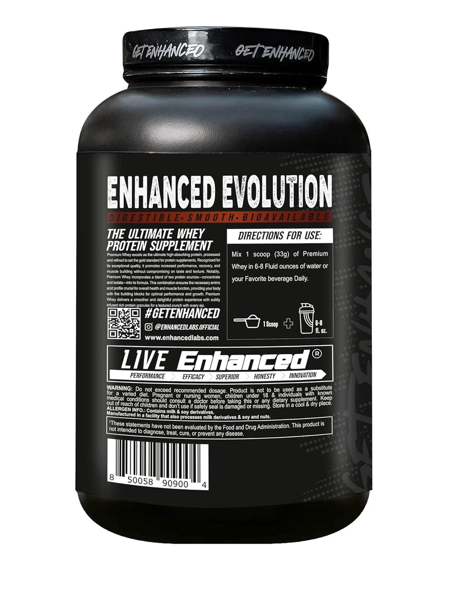Enhanced Labs Premium Whey Protein 2kg | 24g Protein Per Scoop | 60 Servings | Digestive Enzymes