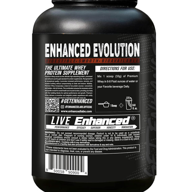 Enhanced Labs Premium Whey Protein 2kg | 24g Protein Per Scoop | 60 Servings | Digestive Enzymes