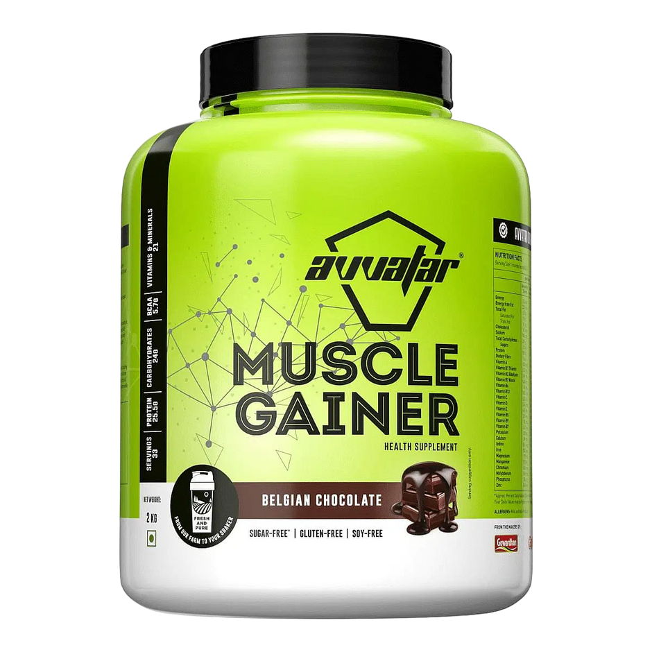 Avvatar Muscle Gainer 2kg | 33 Servings | Sugar free | Gluten free | Soy free