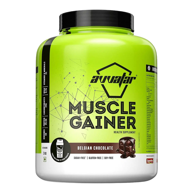 Avvatar Muscle Gainer 2kg | 33 Servings | Sugar free | Gluten free | Soy free