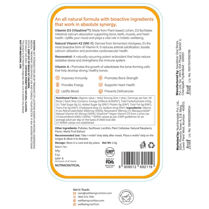 Wellbeing Nutrition Melts Vitamin D3 | Pack of 2