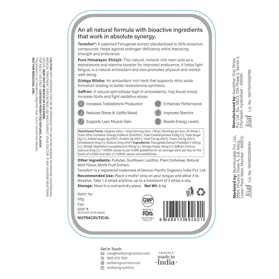 Wellbeing Nutrition Melts Testo | Pack of 2
