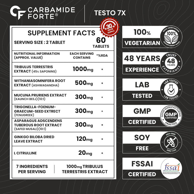 Carbamide Forte Testo-7X | 120 Softgels