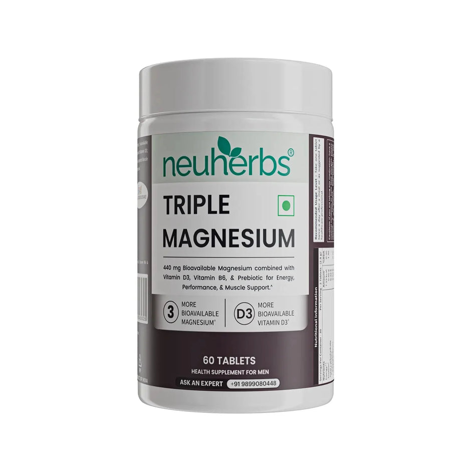 Neuherbs Triple Magnesium with Vitamin B6 and D3 | 60 Tablets